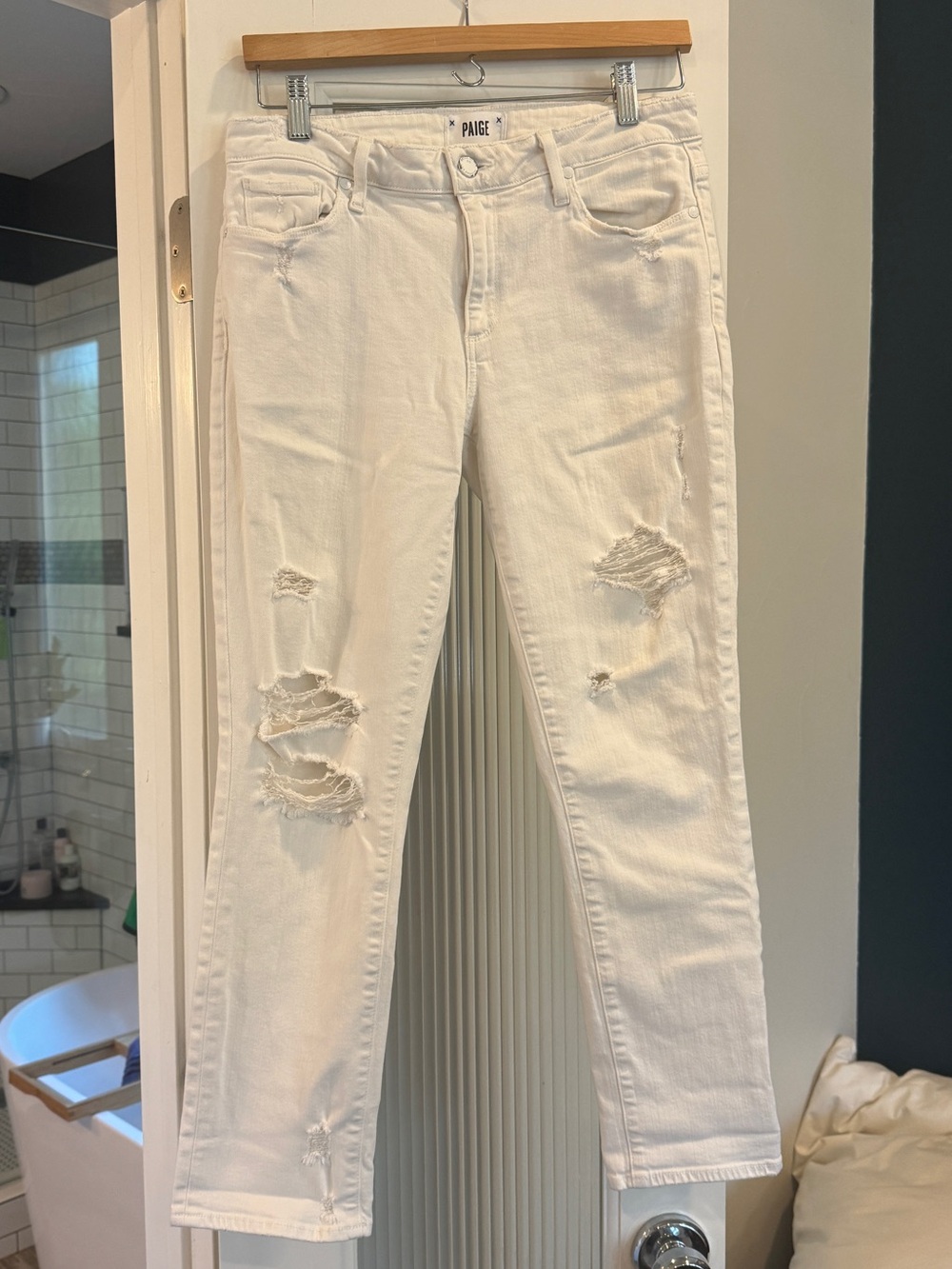 PAIGE Brigitte White Distressed Women's Jeans Size 27